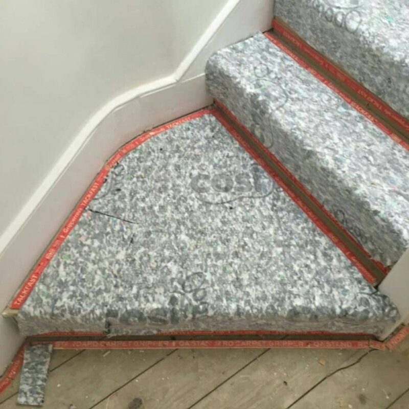 Carpet Gripper Rods on stairs example